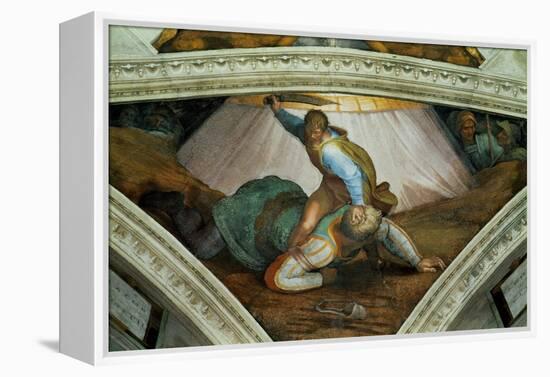 The Sistine Chapel; Ceiling Frescos after Restoration: David and Goliath-Michelangelo Buonarroti-Framed Premier Image Canvas