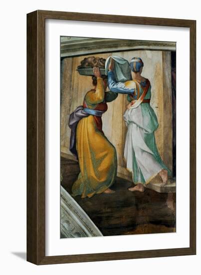 The Sistine Chapel; Ceiling Frescos after Restoration, Judith and Holofernes-Michelangelo Buonarroti-Framed Giclee Print