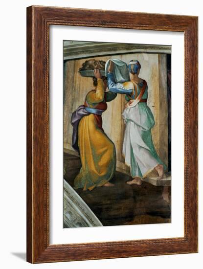 The Sistine Chapel; Ceiling Frescos after Restoration, Judith and Holofernes-Michelangelo Buonarroti-Framed Giclee Print