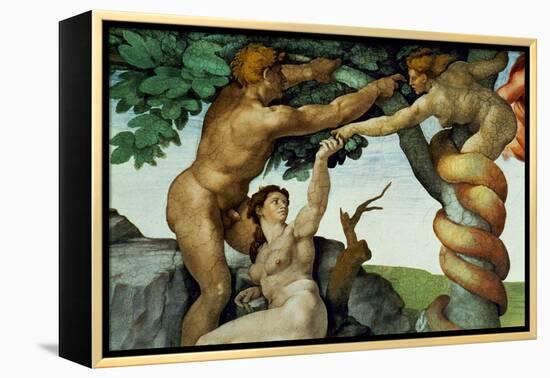 The Sistine Chapel; Ceiling Frescos after Restoration, Original Sin-Michelangelo Buonarroti-Framed Premier Image Canvas