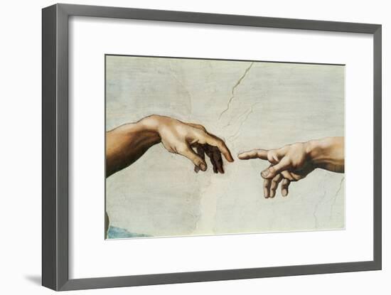 The Sistine Chapel; ceiling frescos after restoration. The creation of Adam.-Michelangelo-Framed Giclee Print