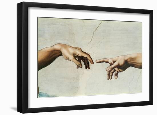 The Sistine Chapel; ceiling frescos after restoration. The creation of Adam.-Michelangelo-Framed Giclee Print