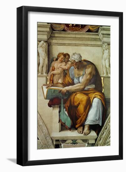The Sistine Chapel; Ceiling Frescos after Restoration, the Creation of Adam-Michelangelo Buonarroti-Framed Giclee Print