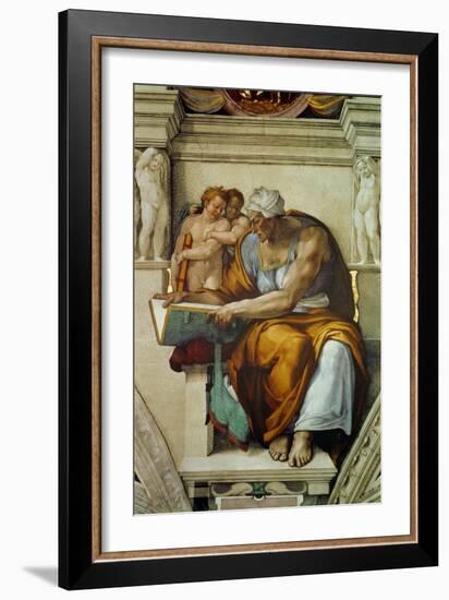 The Sistine Chapel; Ceiling Frescos after Restoration, the Creation of Adam-Michelangelo Buonarroti-Framed Giclee Print
