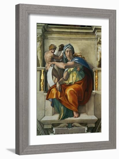 The Sistine Chapel; Ceiling Frescos after Restoration, the Delphic Sibyl-Michelangelo Buonarroti-Framed Giclee Print