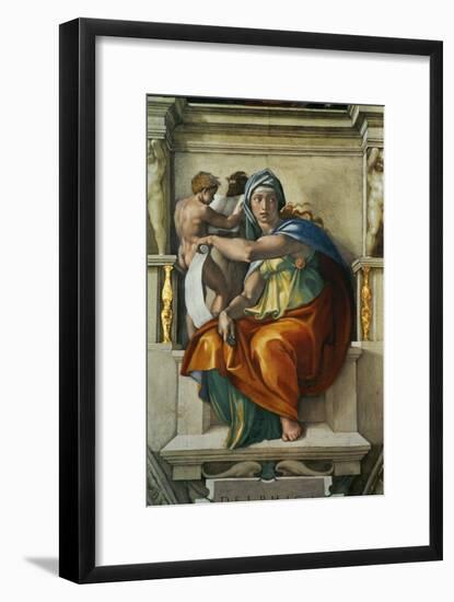 The Sistine Chapel; Ceiling Frescos after Restoration, the Delphic Sibyl-Michelangelo Buonarroti-Framed Giclee Print