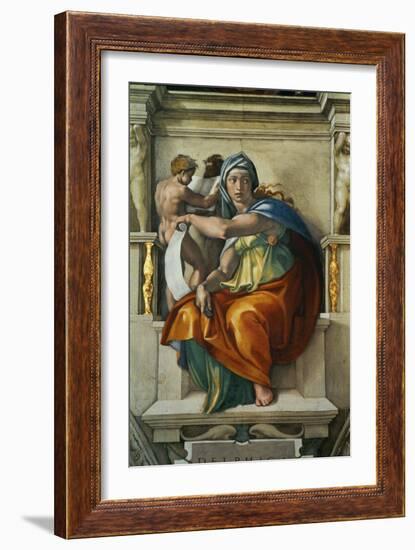 The Sistine Chapel; Ceiling Frescos after Restoration, the Delphic Sibyl-Michelangelo Buonarroti-Framed Giclee Print