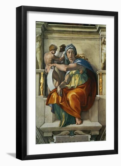 The Sistine Chapel; Ceiling Frescos after Restoration, the Delphic Sibyl-Michelangelo Buonarroti-Framed Giclee Print