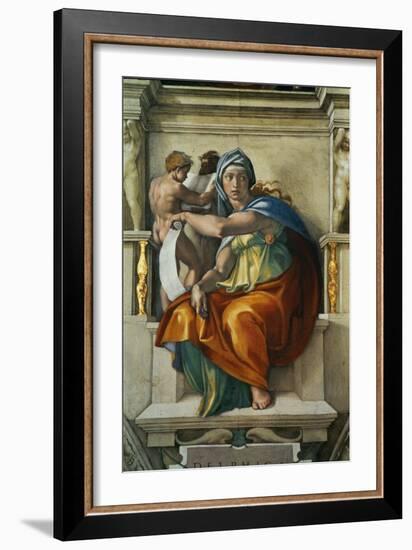 The Sistine Chapel; Ceiling Frescos after Restoration, the Delphic Sibyl-Michelangelo Buonarroti-Framed Giclee Print