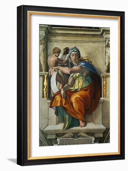 The Sistine Chapel; Ceiling Frescos after Restoration, the Delphic Sibyl-Michelangelo Buonarroti-Framed Giclee Print