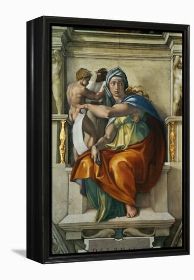 The Sistine Chapel; Ceiling Frescos after Restoration, the Delphic Sibyl-Michelangelo Buonarroti-Framed Premier Image Canvas