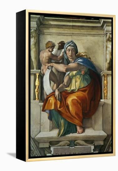 The Sistine Chapel; Ceiling Frescos after Restoration, the Delphic Sibyl-Michelangelo Buonarroti-Framed Premier Image Canvas