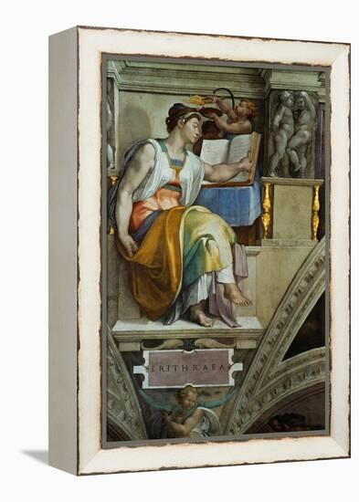 The Sistine Chapel; Ceiling Frescos after Restoration, the Erithrean Sibyl-Michelangelo Buonarroti-Framed Premier Image Canvas