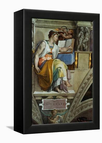 The Sistine Chapel; Ceiling Frescos after Restoration, the Erithrean Sibyl-Michelangelo Buonarroti-Framed Premier Image Canvas