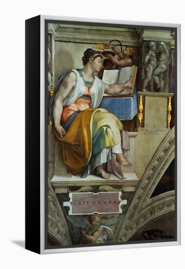 The Sistine Chapel; Ceiling Frescos after Restoration, the Erithrean Sibyl-Michelangelo Buonarroti-Framed Premier Image Canvas