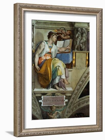 The Sistine Chapel; Ceiling Frescos after Restoration, the Erithrean Sibyl-Michelangelo Buonarroti-Framed Giclee Print