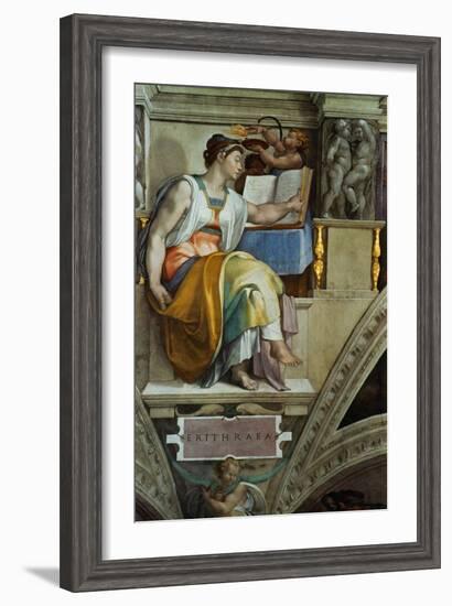 The Sistine Chapel; Ceiling Frescos after Restoration, the Erithrean Sibyl-Michelangelo Buonarroti-Framed Giclee Print