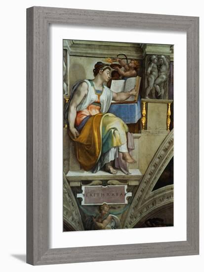 The Sistine Chapel; Ceiling Frescos after Restoration, the Erithrean Sibyl-Michelangelo Buonarroti-Framed Giclee Print