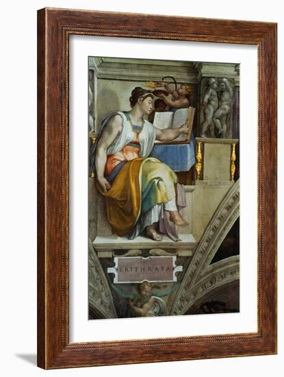 The Sistine Chapel; Ceiling Frescos after Restoration, the Erithrean Sibyl-Michelangelo Buonarroti-Framed Giclee Print