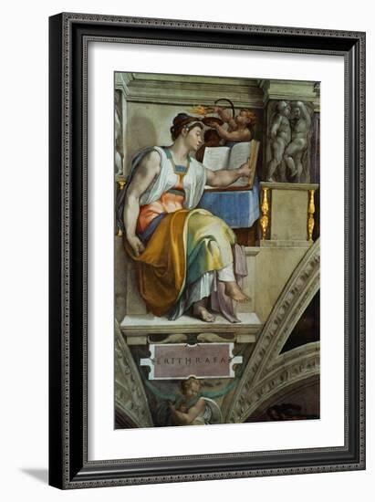 The Sistine Chapel; Ceiling Frescos after Restoration, the Erithrean Sibyl-Michelangelo Buonarroti-Framed Giclee Print