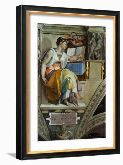 The Sistine Chapel; Ceiling Frescos after Restoration, the Erithrean Sibyl-Michelangelo Buonarroti-Framed Giclee Print