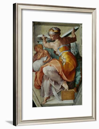 The Sistine Chapel; Ceiling Frescos after Restoration, the Libyan Sibyl-Michelangelo Buonarroti-Framed Giclee Print