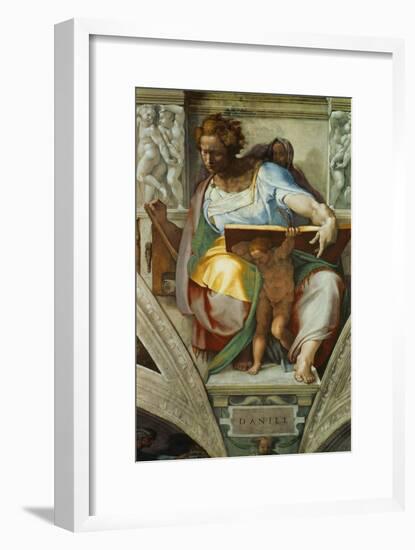 The Sistine Chapel; Ceiling Frescos after Restoration, the Prophet Daniel-Michelangelo Buonarroti-Framed Giclee Print