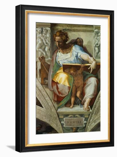 The Sistine Chapel; Ceiling Frescos after Restoration, the Prophet Daniel-Michelangelo Buonarroti-Framed Giclee Print