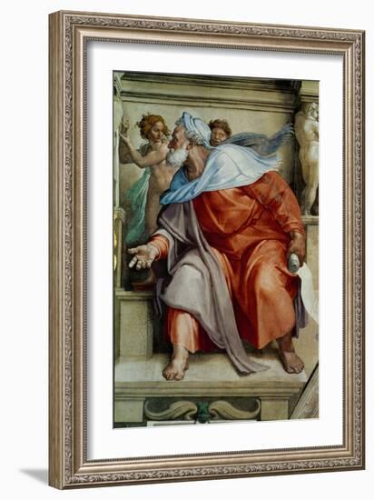 The Sistine Chapel; Ceiling Frescos after Restoration, the Prophet Ezekiel-Michelangelo Buonarroti-Framed Giclee Print