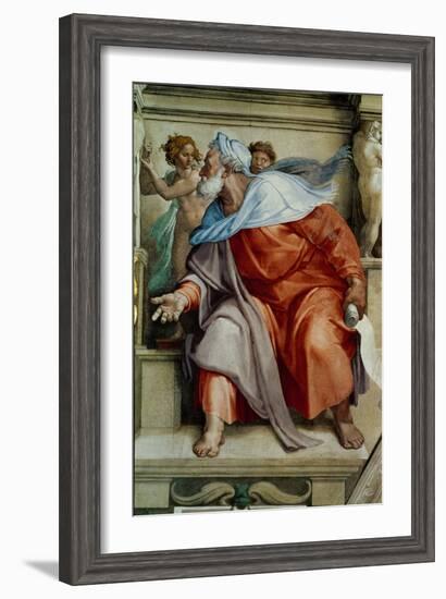 The Sistine Chapel; Ceiling Frescos after Restoration, the Prophet Ezekiel-Michelangelo Buonarroti-Framed Giclee Print