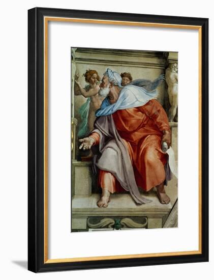 The Sistine Chapel; Ceiling Frescos after Restoration, the Prophet Ezekiel-Michelangelo Buonarroti-Framed Giclee Print