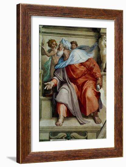 The Sistine Chapel; Ceiling Frescos after Restoration, the Prophet Ezekiel-Michelangelo Buonarroti-Framed Giclee Print