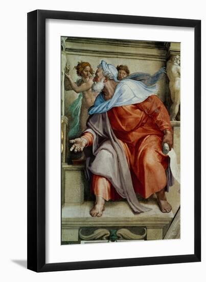 The Sistine Chapel; Ceiling Frescos after Restoration, the Prophet Ezekiel-Michelangelo Buonarroti-Framed Giclee Print