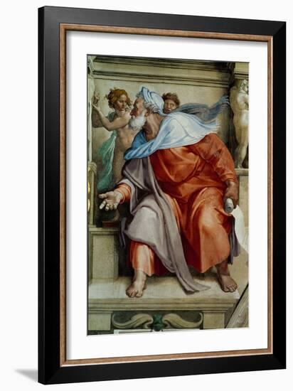 The Sistine Chapel; Ceiling Frescos after Restoration, the Prophet Ezekiel-Michelangelo Buonarroti-Framed Giclee Print