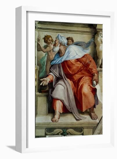 The Sistine Chapel; Ceiling Frescos after Restoration, the Prophet Ezekiel-Michelangelo Buonarroti-Framed Giclee Print