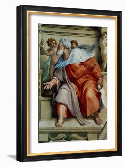 The Sistine Chapel; Ceiling Frescos after Restoration, the Prophet Ezekiel-Michelangelo Buonarroti-Framed Giclee Print