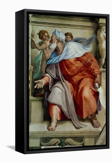 The Sistine Chapel; Ceiling Frescos after Restoration, the Prophet Ezekiel-Michelangelo Buonarroti-Framed Premier Image Canvas