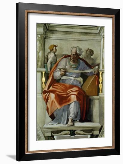 The Sistine Chapel; Ceiling Frescos after Restoration, the Prophet Joel-Michelangelo Buonarroti-Framed Giclee Print