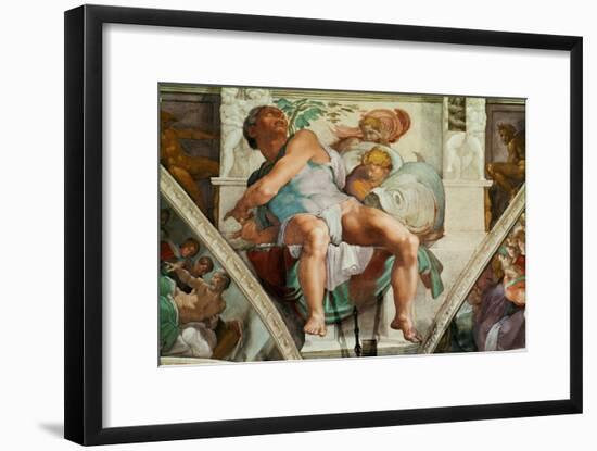 The Sistine Chapel; Ceiling Frescos after Restoration, the Prophet Jonah-Michelangelo Buonarroti-Framed Giclee Print