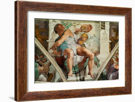 The Sistine Chapel; Ceiling Frescos after Restoration, the Prophet Jonah-Michelangelo Buonarroti-Framed Giclee Print