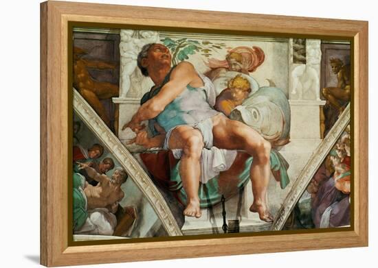 The Sistine Chapel; Ceiling Frescos after Restoration, the Prophet Jonah-Michelangelo Buonarroti-Framed Premier Image Canvas