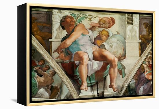 The Sistine Chapel; Ceiling Frescos after Restoration, the Prophet Jonah-Michelangelo Buonarroti-Framed Premier Image Canvas