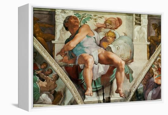 The Sistine Chapel; Ceiling Frescos after Restoration, the Prophet Jonah-Michelangelo Buonarroti-Framed Premier Image Canvas