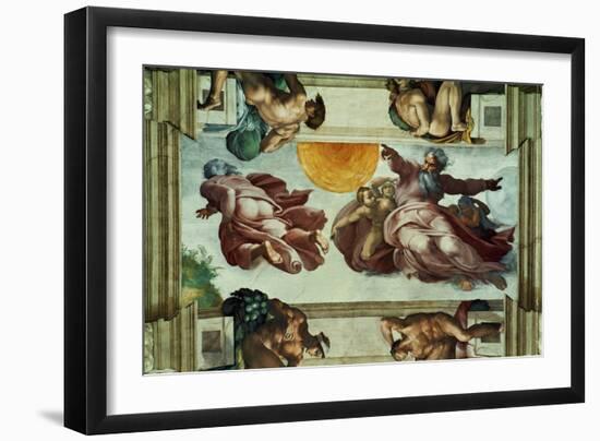 The Sistine Chapel; Ceiling Frescos after Restoration-Michelangelo Buonarroti-Framed Giclee Print