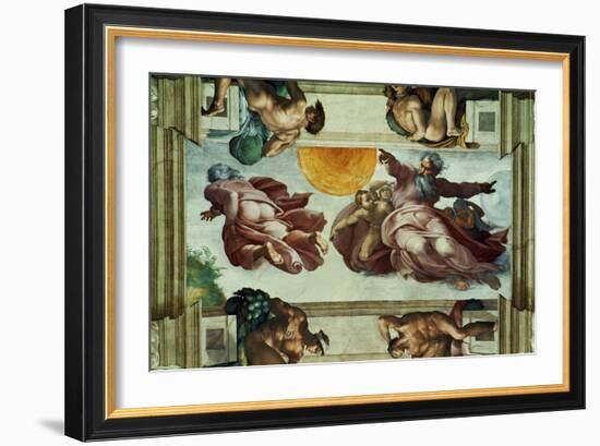 The Sistine Chapel; Ceiling Frescos after Restoration-Michelangelo Buonarroti-Framed Giclee Print