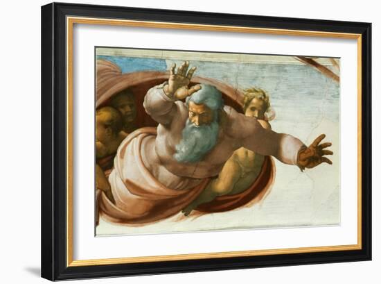 The Sistine Chapel; Ceiling Frescos after Restoration-Michelangelo Buonarroti-Framed Giclee Print