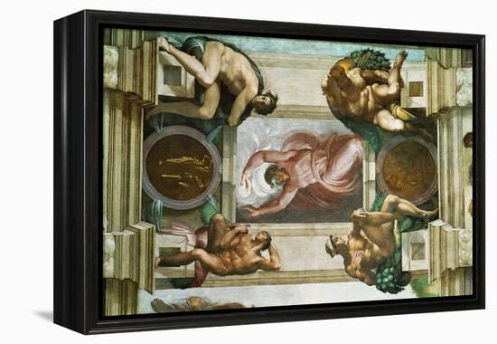 The Sistine Chapel; Ceiling Frescos after Restoration-Michelangelo Buonarroti-Framed Premier Image Canvas