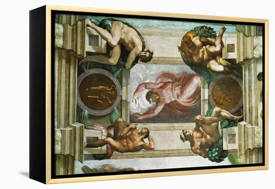 The Sistine Chapel; Ceiling Frescos after Restoration-Michelangelo Buonarroti-Framed Premier Image Canvas