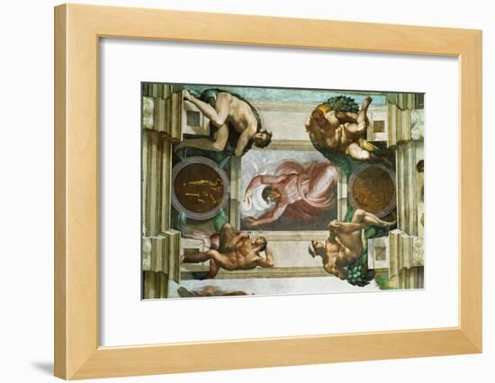 The Sistine Chapel; Ceiling Frescos after Restoration-Michelangelo Buonarroti-Framed Giclee Print