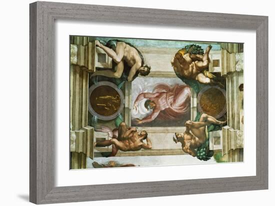 The Sistine Chapel; Ceiling Frescos after Restoration-Michelangelo Buonarroti-Framed Giclee Print